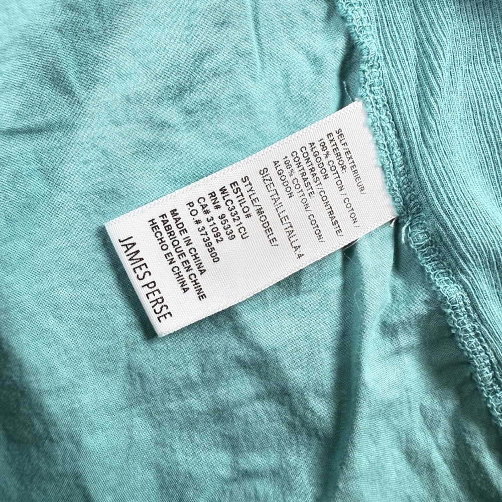 Standard James Perse Button Shirt Women's 4 Teal Ribbed Panel Coastal Beachy - Picture 4 of 9
